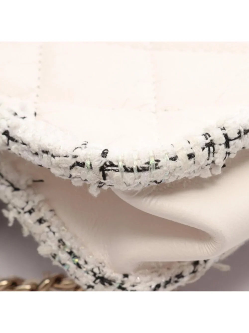Chanel Shoulder Bag Quilted 2-Way White Calf Fabric